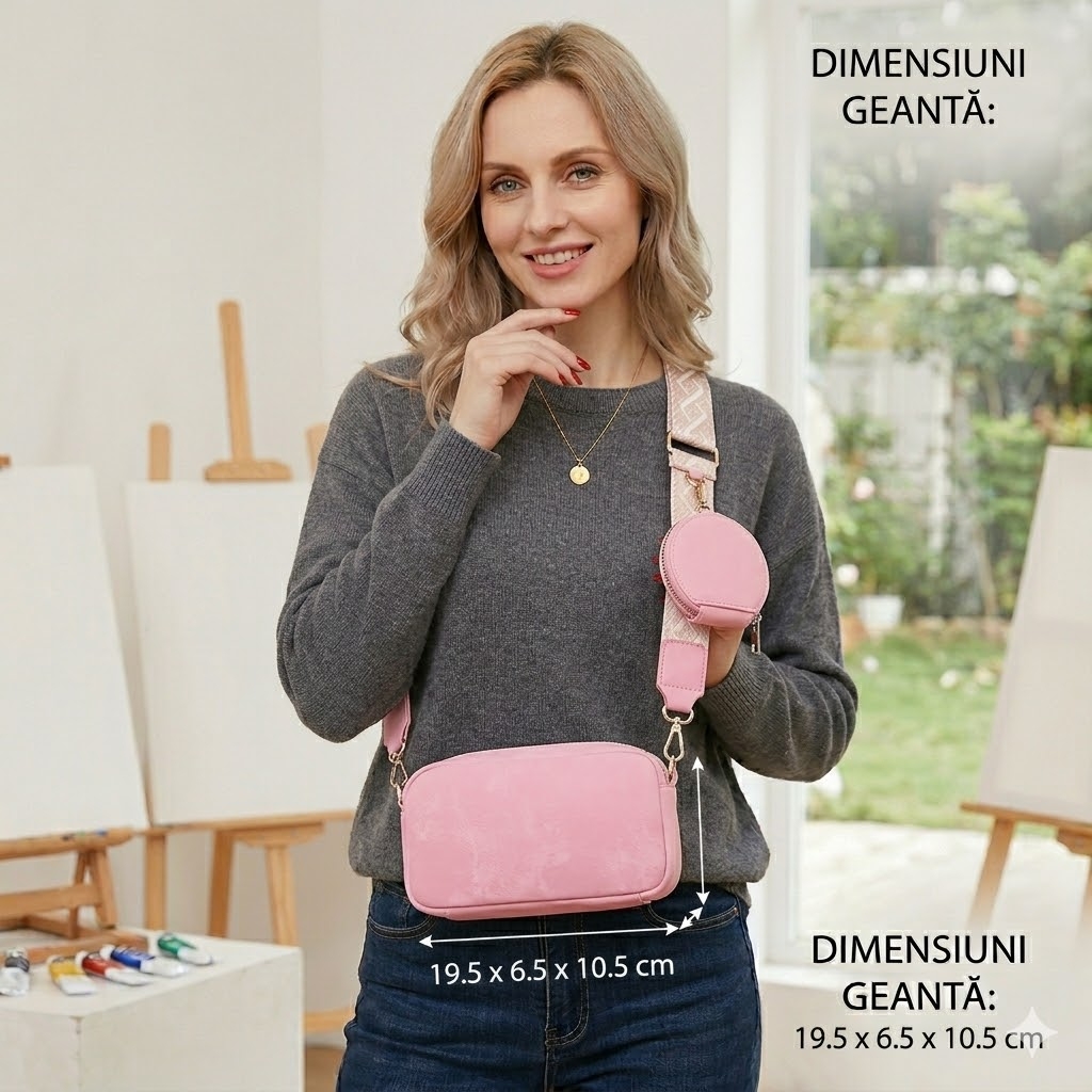 Geanta Dama Delis Roz - Elegantă și Practică - imagine 5