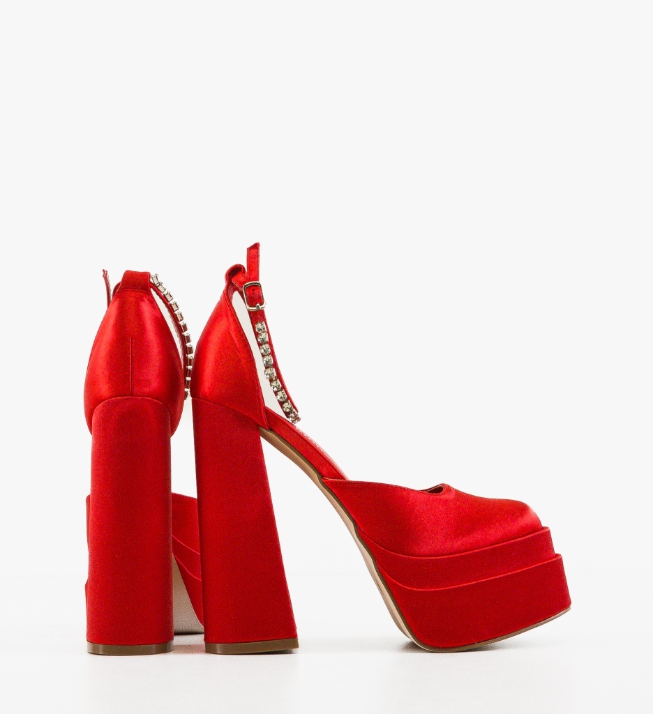 Pantofi Rosii Depurtat cu Toc Elegant - imagine 5