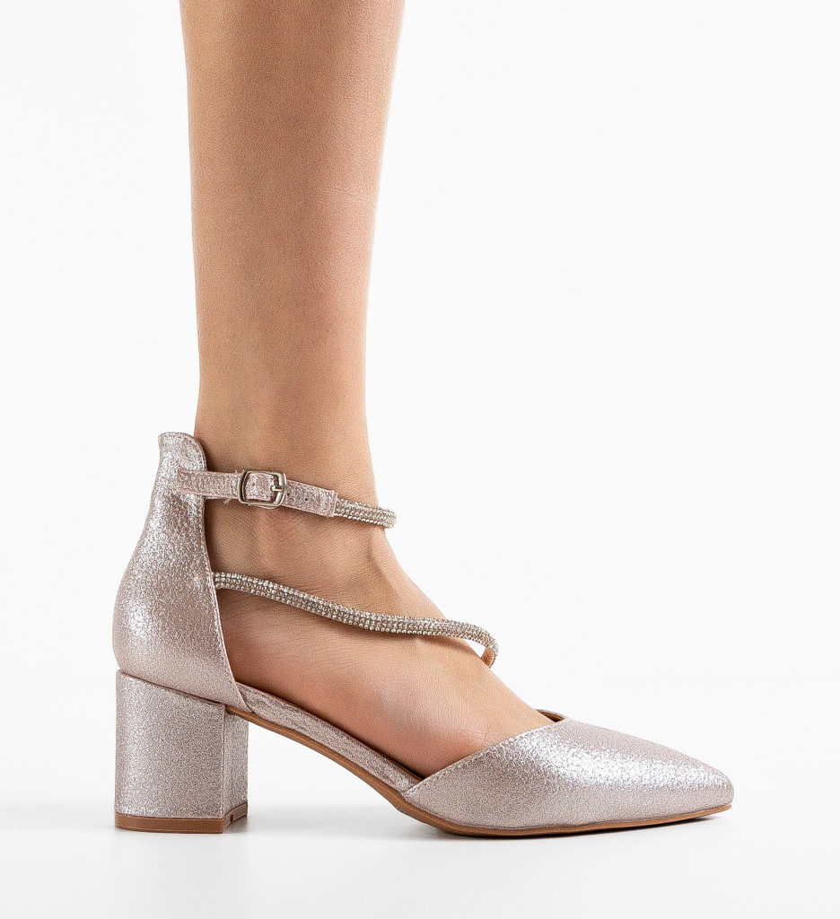 Pantofi Dama Charis Aurii cu Toc Eleganți - imagine 3