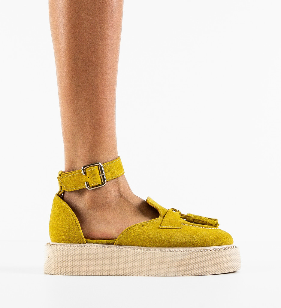 Pantofi Casual Galbeni Cestus - imagine 4