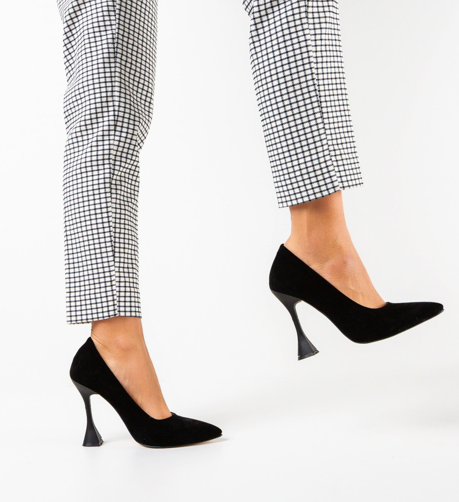 Pantofi Dama Lavek Negri cu Toc Eleganți - imagine 3