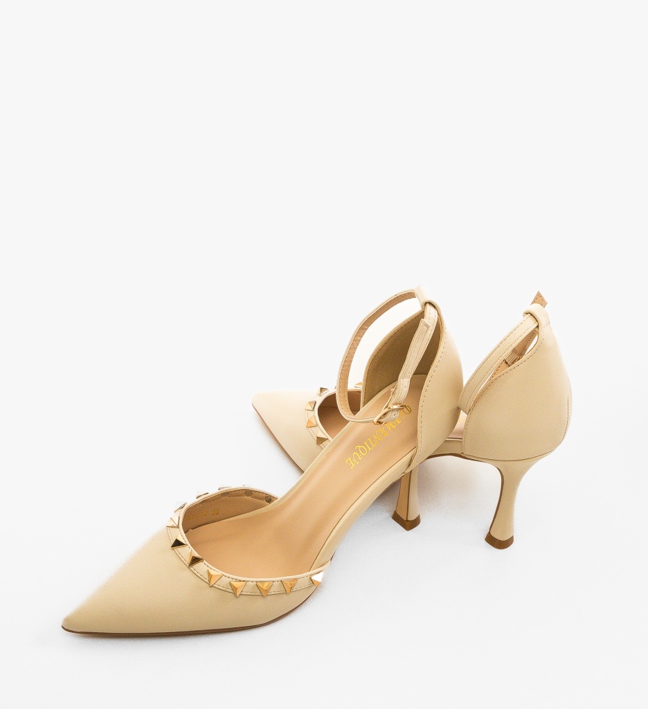 Pantofi cu Toc Bashe Bej | Stil Feminin - imagine 4