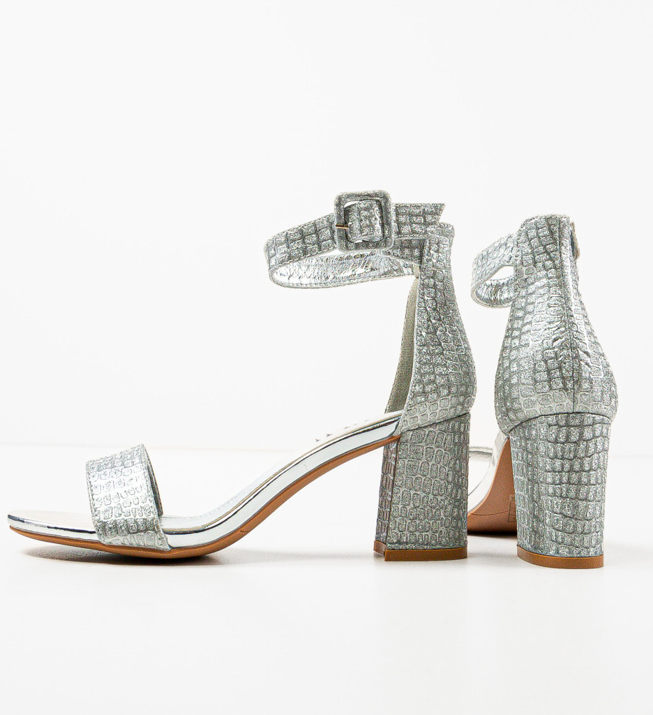 Sandale Germanic Argintii cu Toc Elegante - imagine 8
