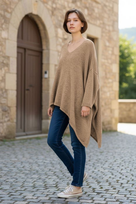 Pulover Pufos Oversize Camel | Shopika