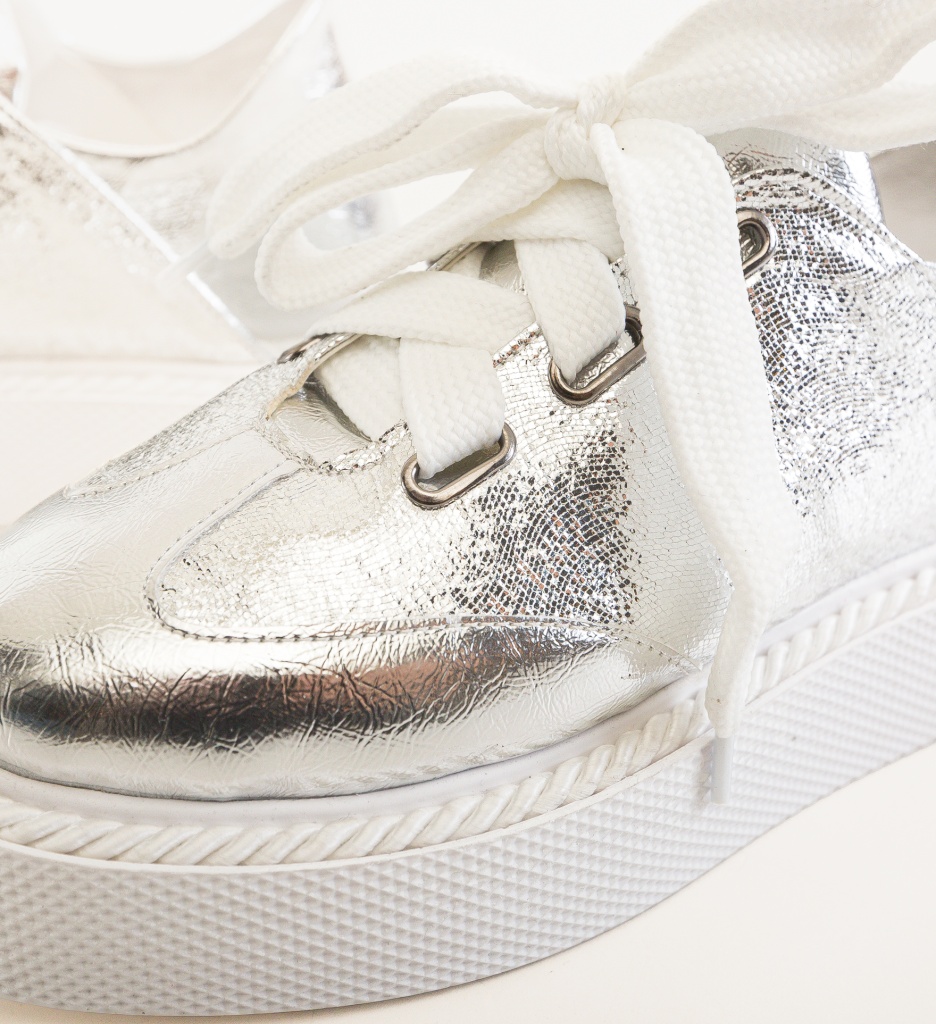 Pantofi Casual Vynn Argintii - Stil modern - imagine 5