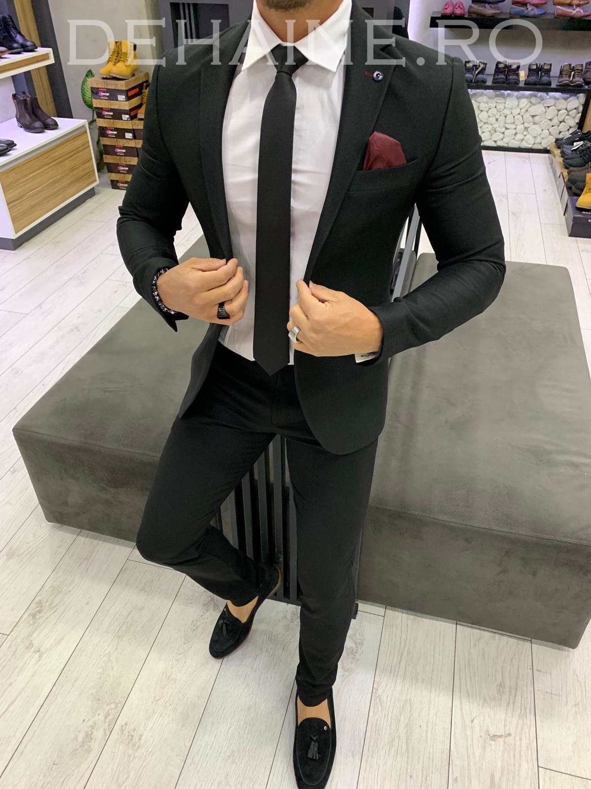 Sacou Barbati Negru Slim Fit Elegant