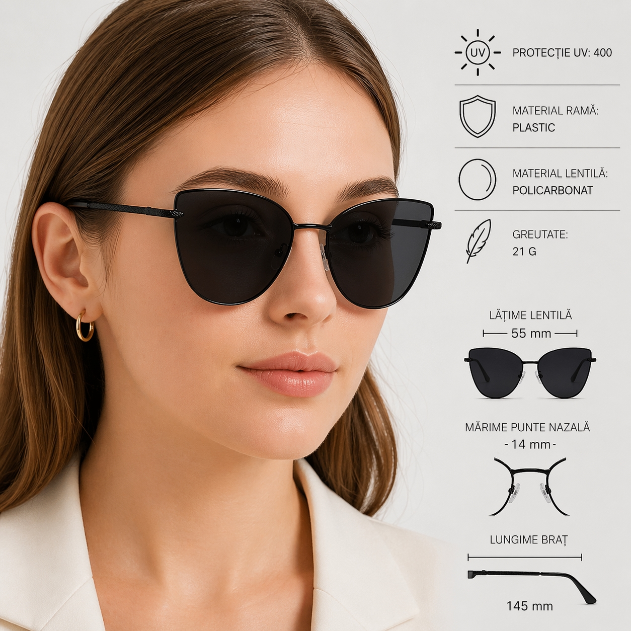Ochelari de Soare Femei Picadili SG206 Negru - imagine 3