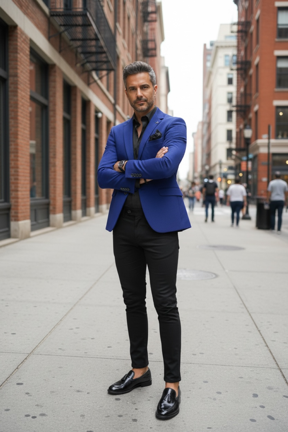 Sacou Slim Fit Bleumarin Bărbați | Elegant - imagine 2