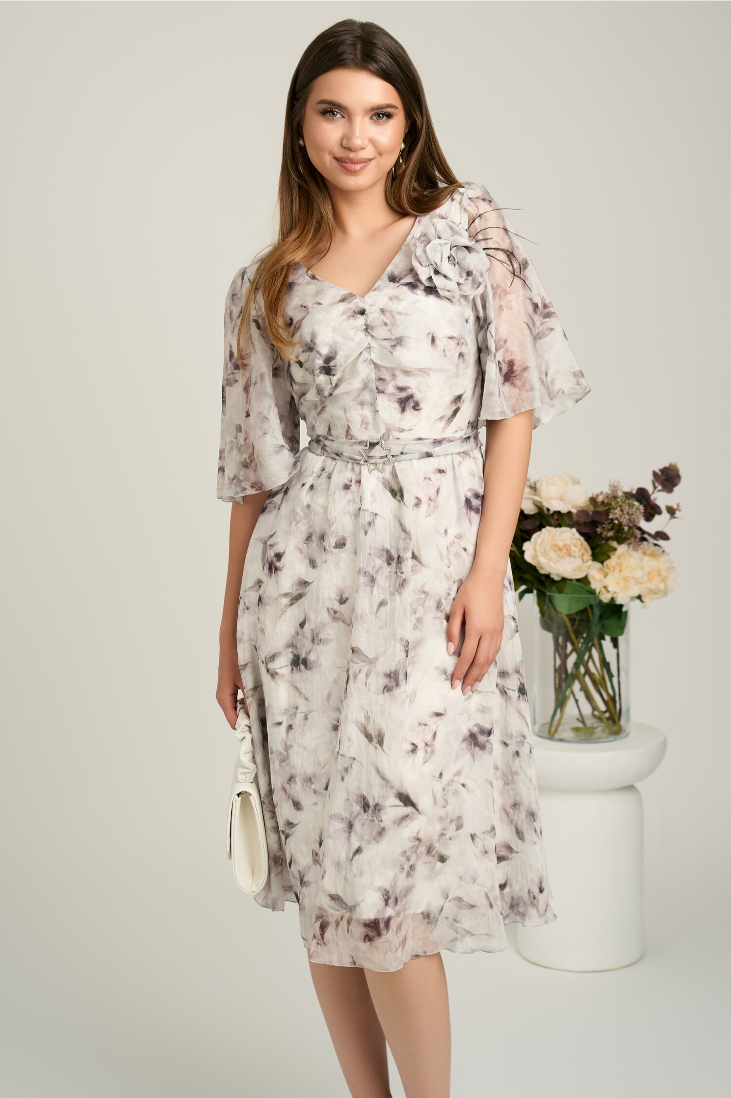 Rochie Cununie Civilă Gri Viada | Eleganță Midi