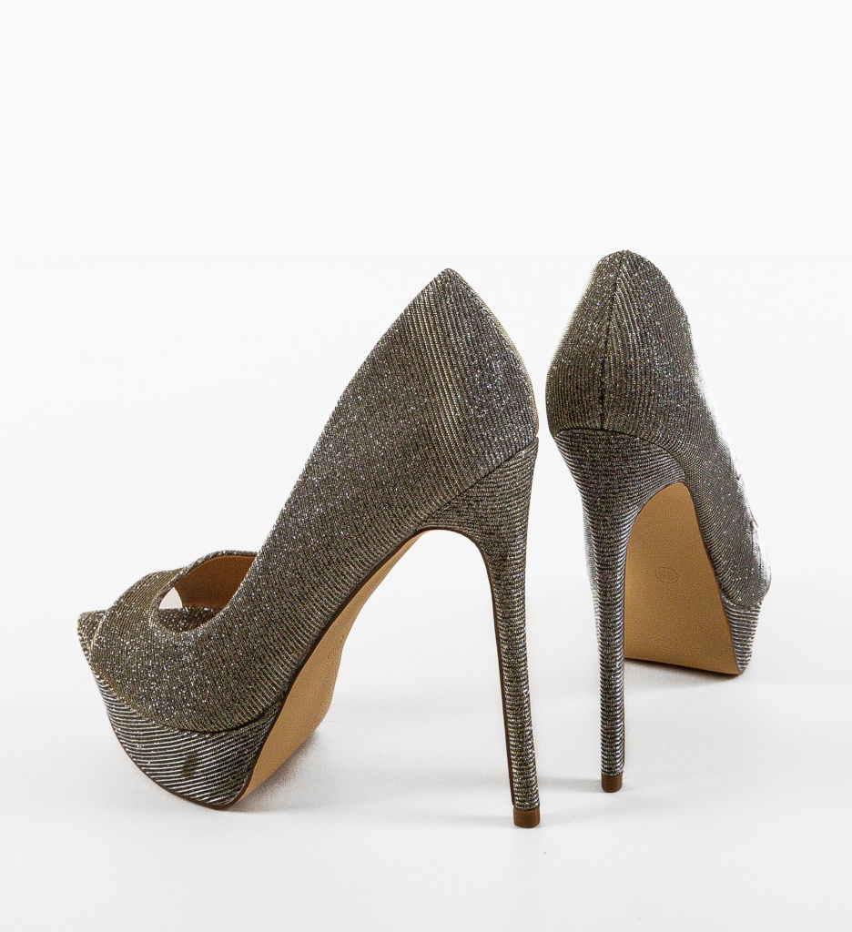 Pantofi dama Ferguson Gri cu Toc Elegant - imagine 8