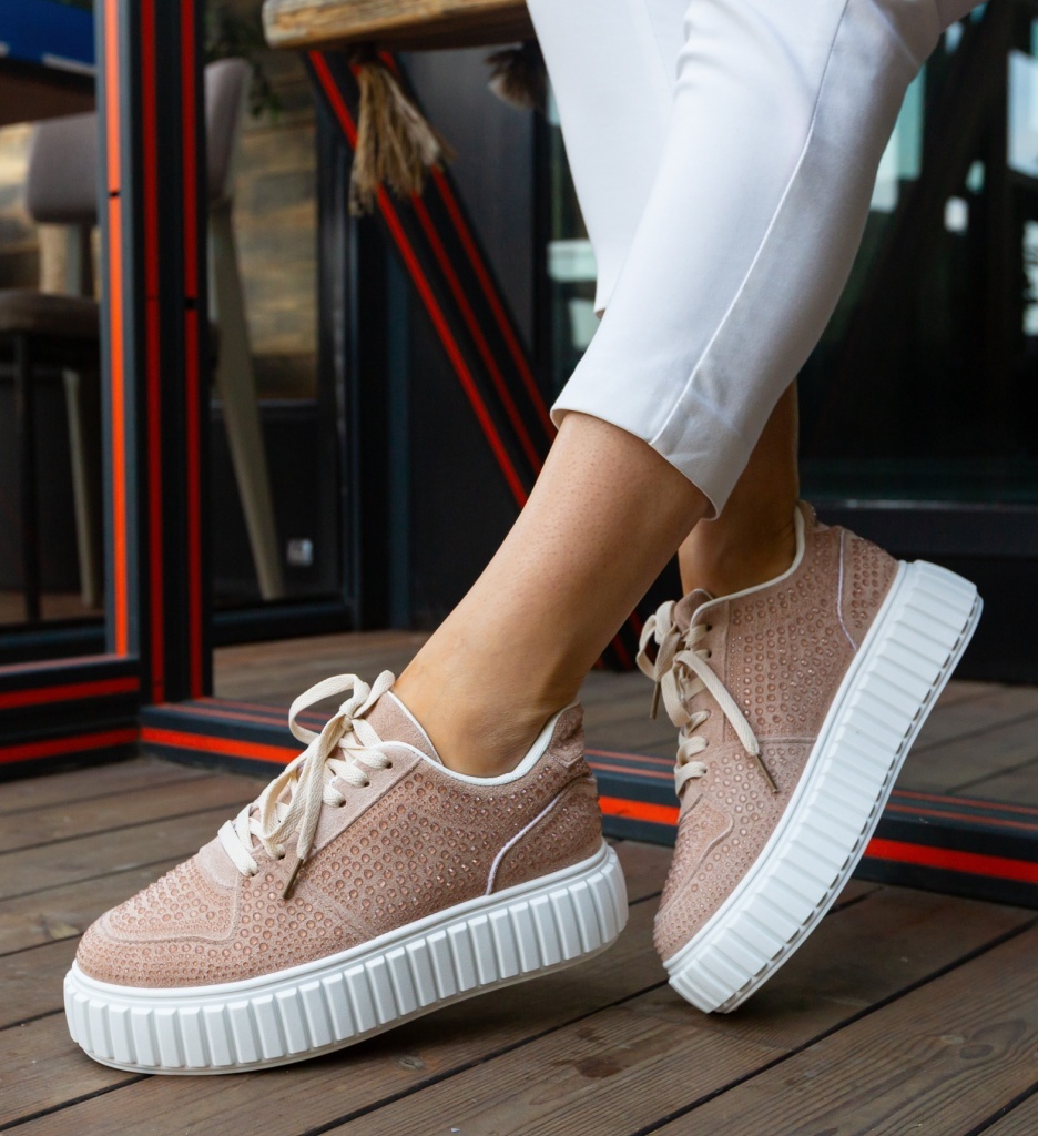 Sneakers Dama Nirat Khaki Sport Confortabili - imagine 3