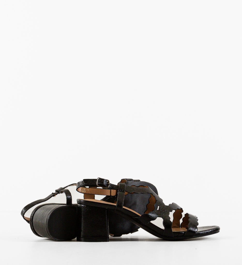 Sandale Azura Negre cu Toc Elegante - imagine 6