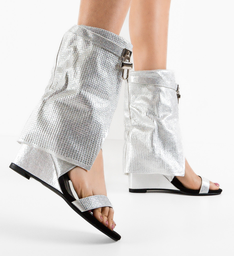 Platforme Dama Hemdal Argintii - Stil si Confort - imagine 3