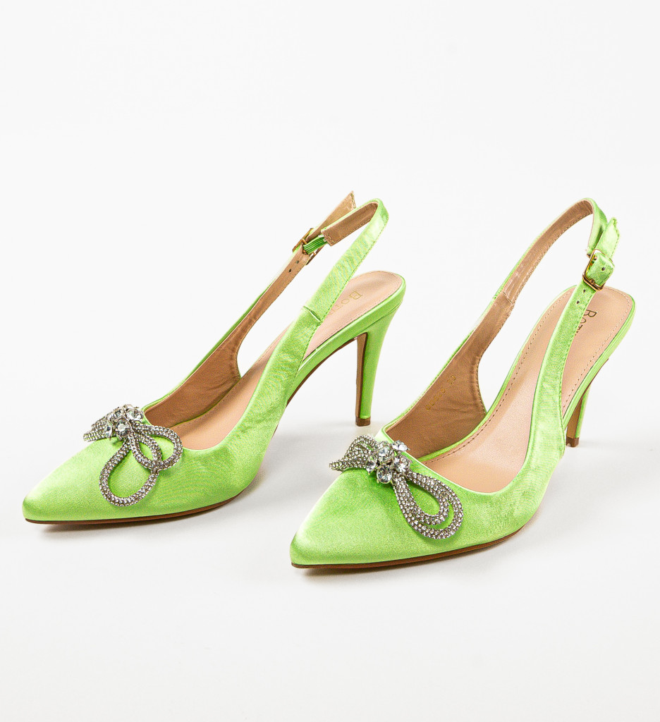 Pantofi dama Totyce Verzi cu Toc Eleganți - imagine 5