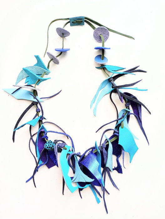 Colier Piele Bleu Turcoaz Shopika | Unicat