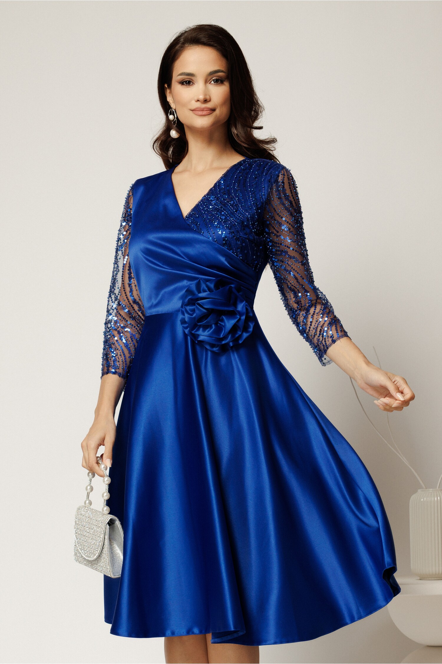 Rochie Azaleea Albastră cu Paiete - Eleganță