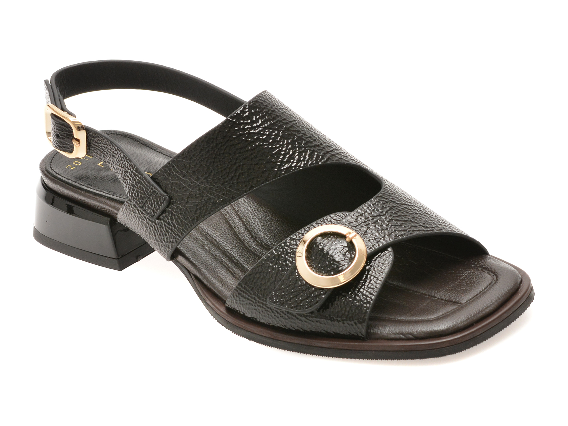 Sandale EPICA Negre Piele Lacuita | Eleganta Suprema