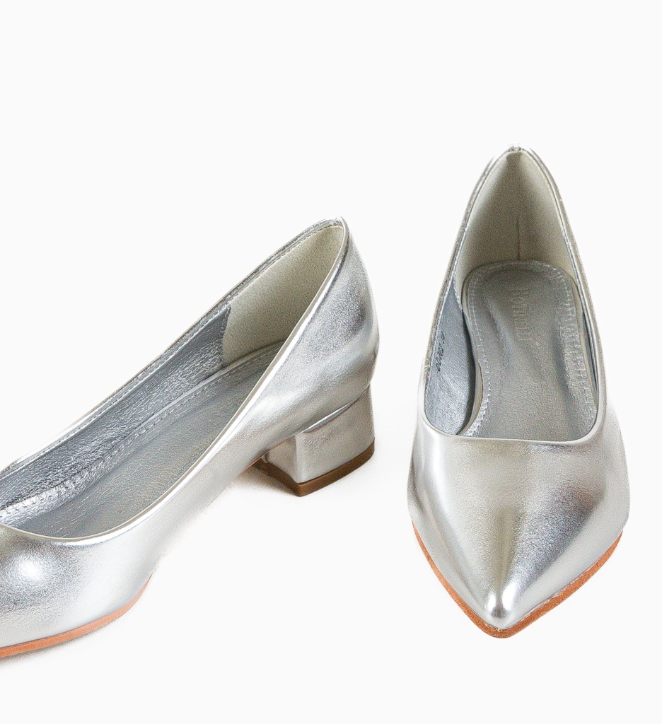 Pantofi Dama Eleganți Argintii cu Toc - Stil Refined - imagine 6