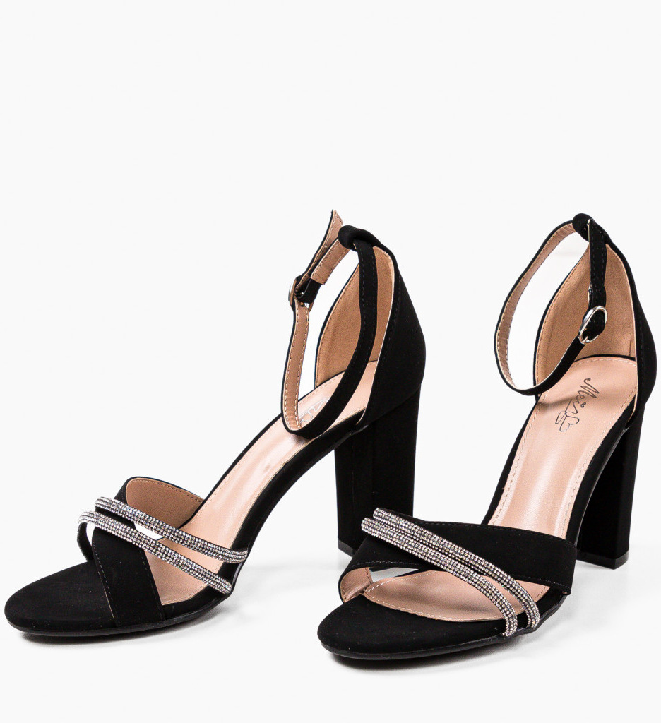 Sandale Dama Simba Negre cu Toc Elegant - imagine 5