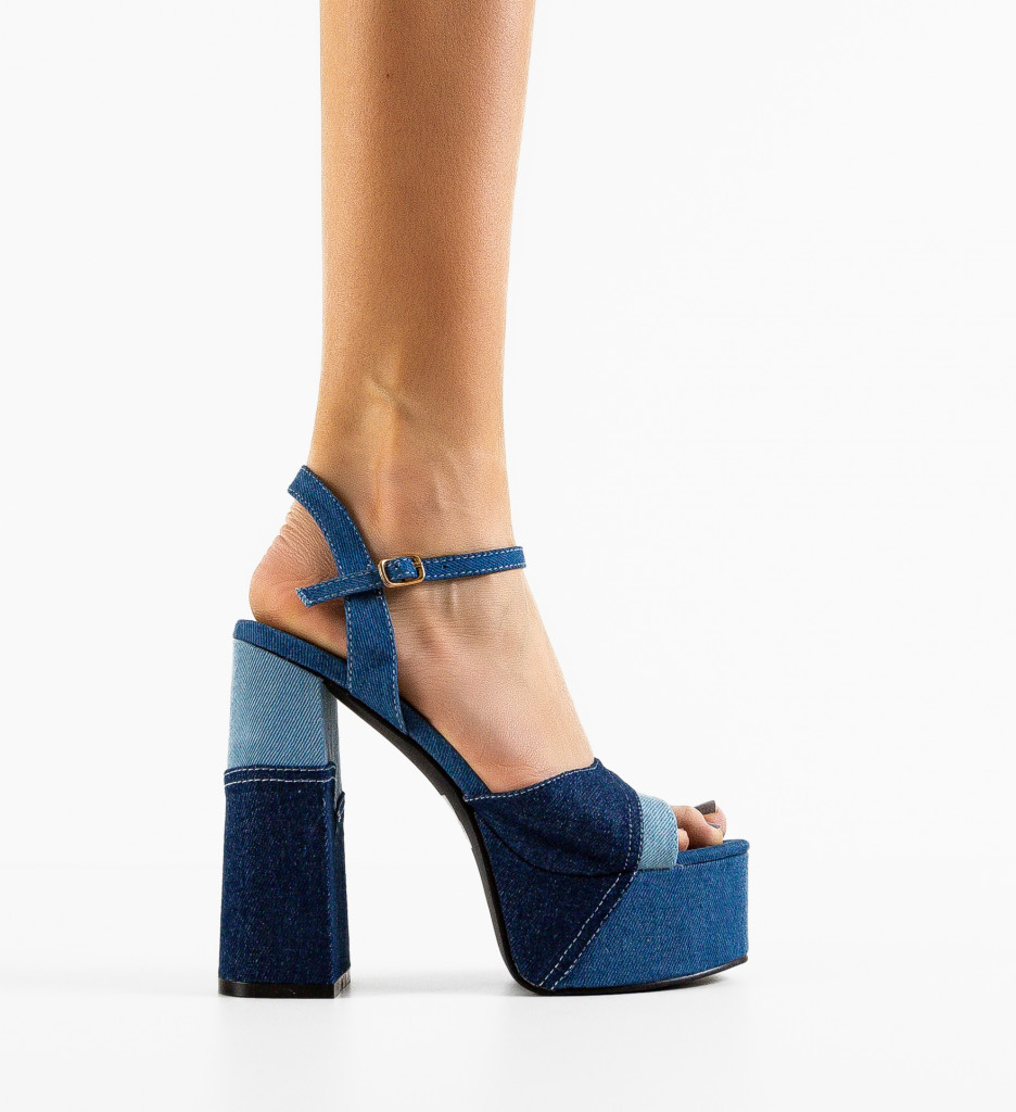 Sandale Myrat Albastre Elegante cu Toc - imagine 3