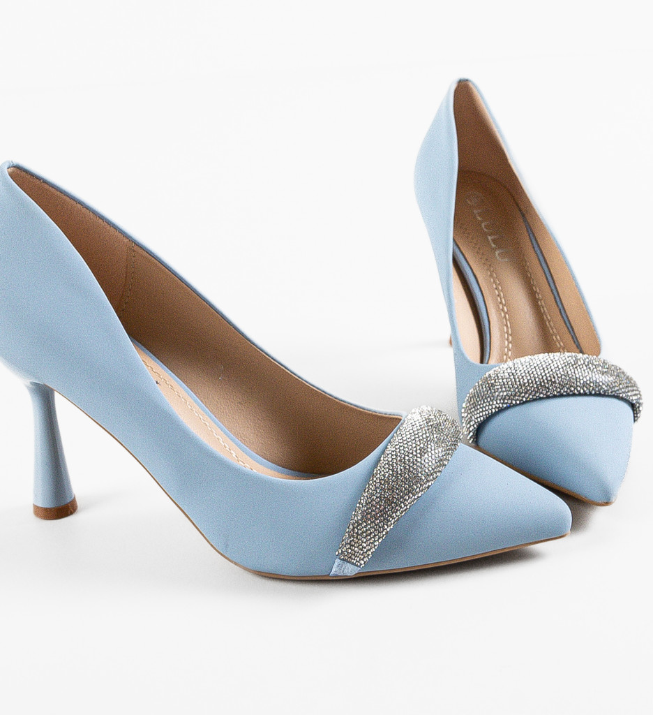 Pantofi dama Kadar albastri cu toc elegant - imagine 6