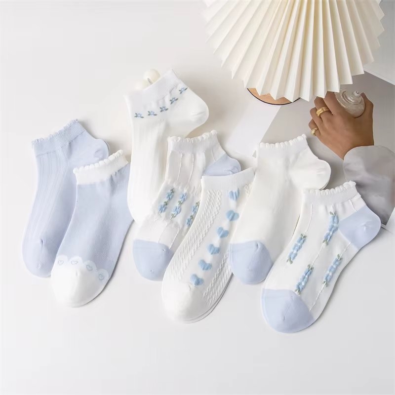 Sosete Picadili Dama, Confortabile, Albastru/Alb - imagine 2