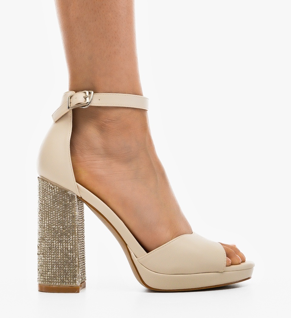 Sandale Dama Jazar Bej Elegante cu Toc - imagine 5