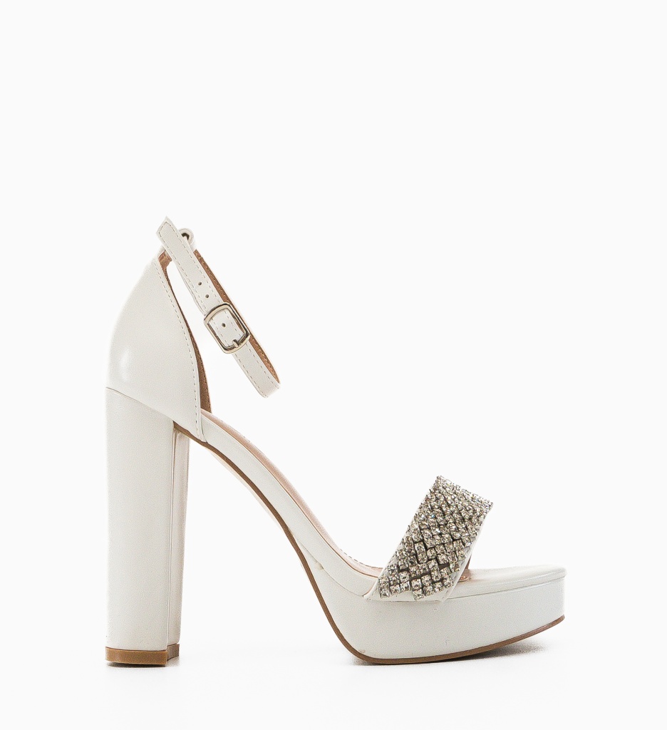 Sandale Powell Albe cu Toc Elegant - imagine 2