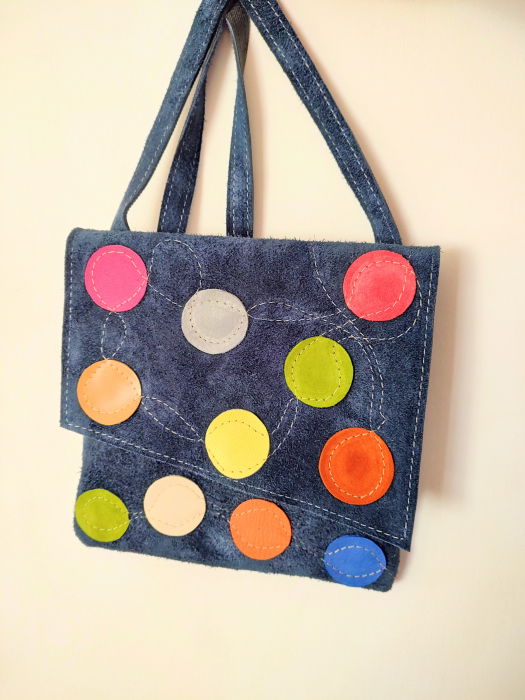 Geanta Shopika Bleumarin cu Buline - Elegantă