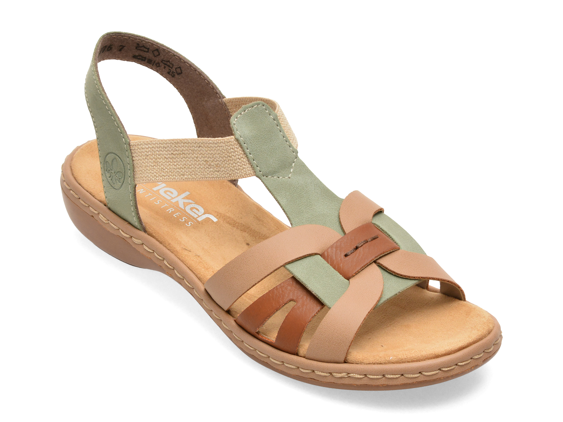 Sandale Rieker Bej Confortabile, Piele Eco - imagine 2