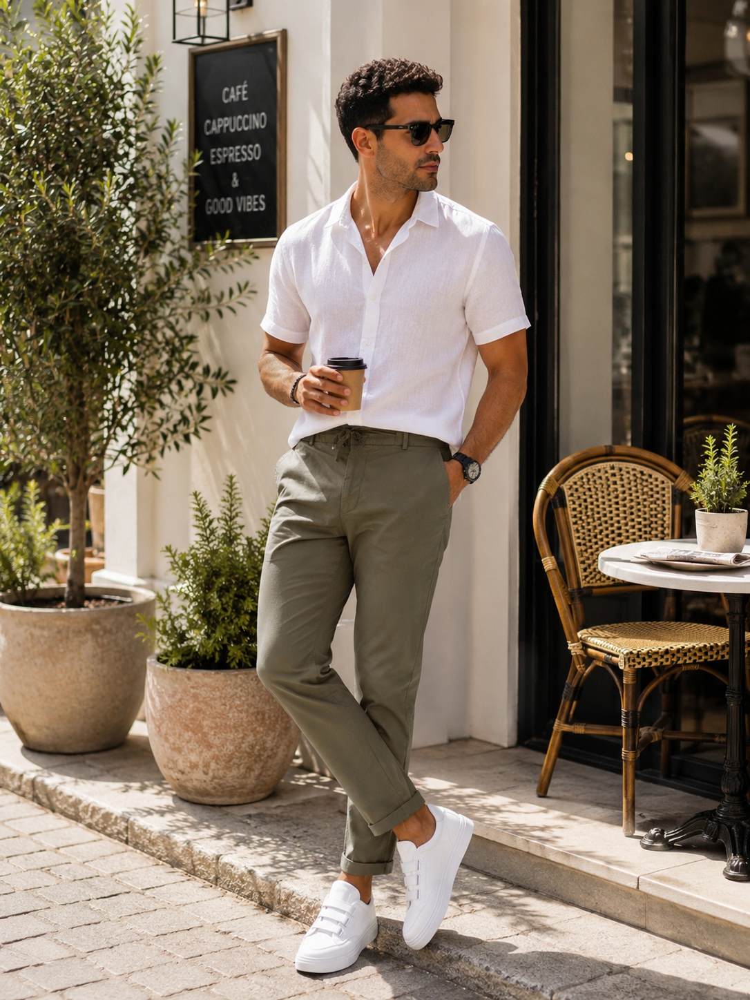 Pantaloni barbati casual  kaki  PREMIUM  13500 H3-2