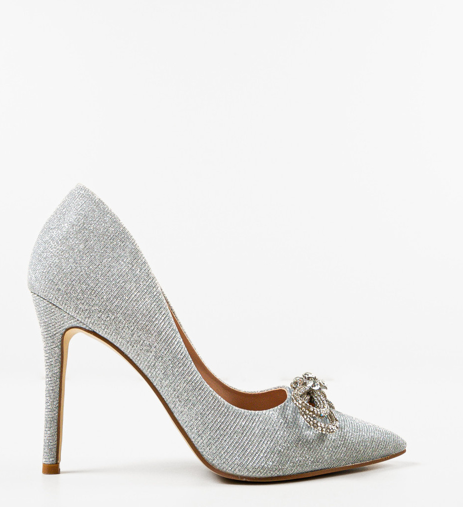 Pantofi Toc Sojak Argintii | Eleganță - imagine 4