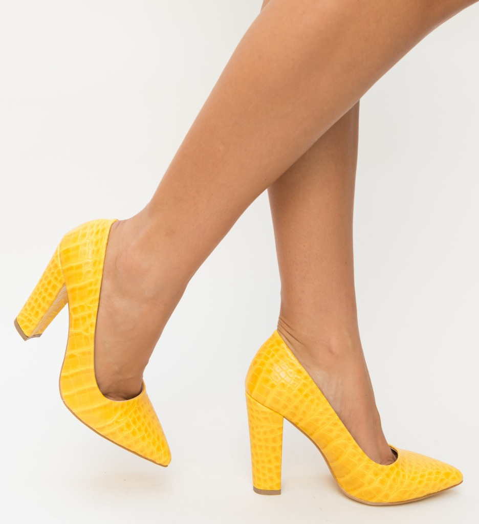Pantofi cu Toc Merez Galben | Eleganță și Stil - imagine 3