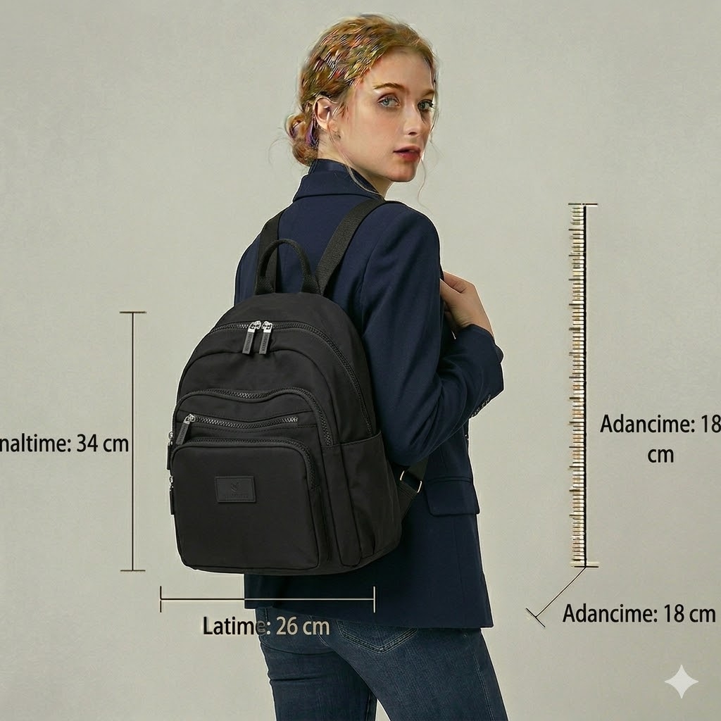 Rucsac Dama Neli Pfy, Negru, Practic - imagine 2