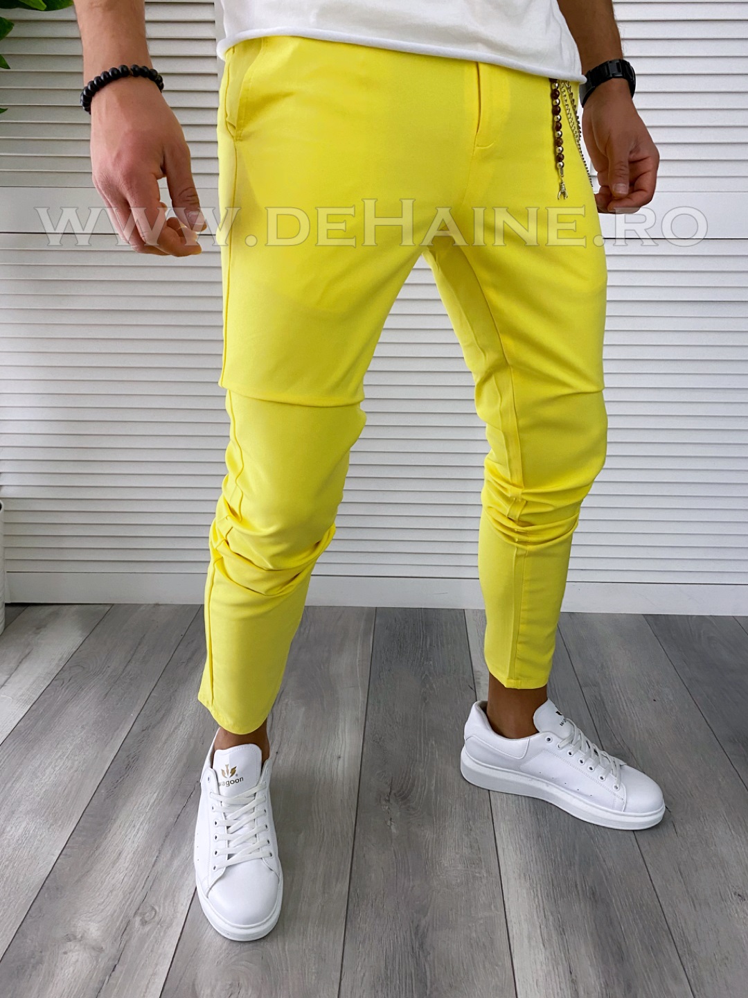 Pantaloni Barbati Galbeni Regular Fit Casual