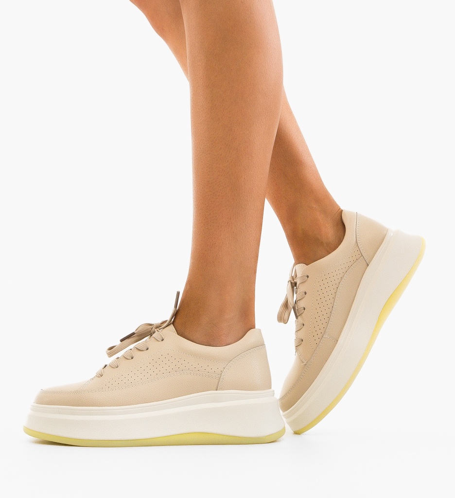 Sneakers Dama Ronda Bej | Confort și Stil - imagine 4