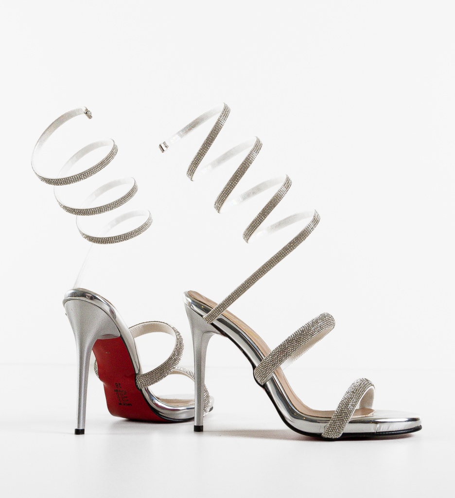 Sandale cu toc Tarkom Argintii - Eleganță și Stil - imagine 7