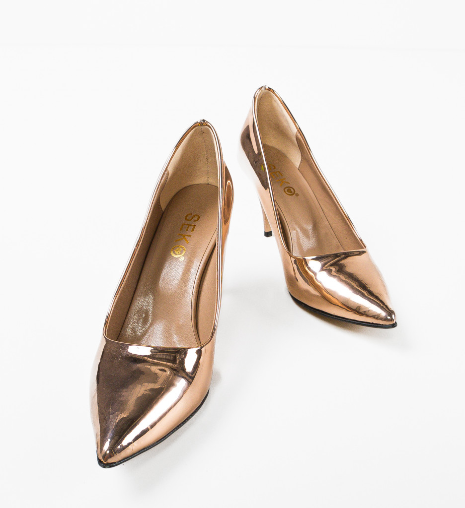 Pantofi dama Jensy Bronz toc elegant - imagine 8