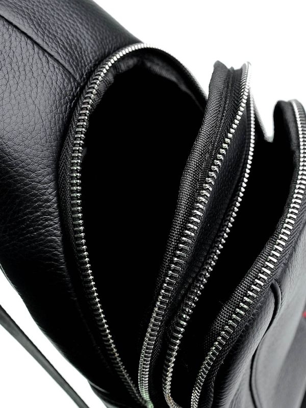 Geanta barbati crossbody din piele naturala, Neagra - imagine 3