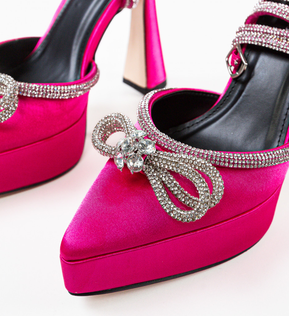 Pantofi dama Mariette Fuchsia cu toc elegant - imagine 8