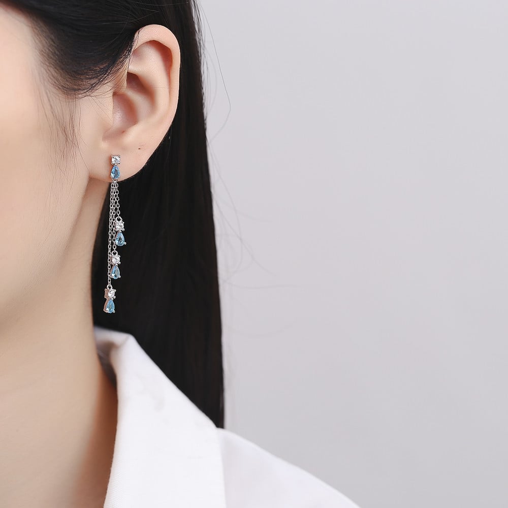 Cercei Delis Argint Albastru | Stil Elegant - imagine 2