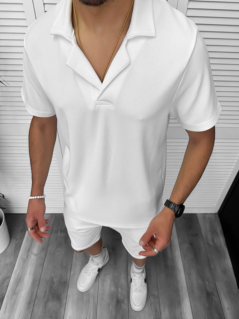 Compleu Barbat Vara Alb Slim Fit - Camasa + Pantaloni