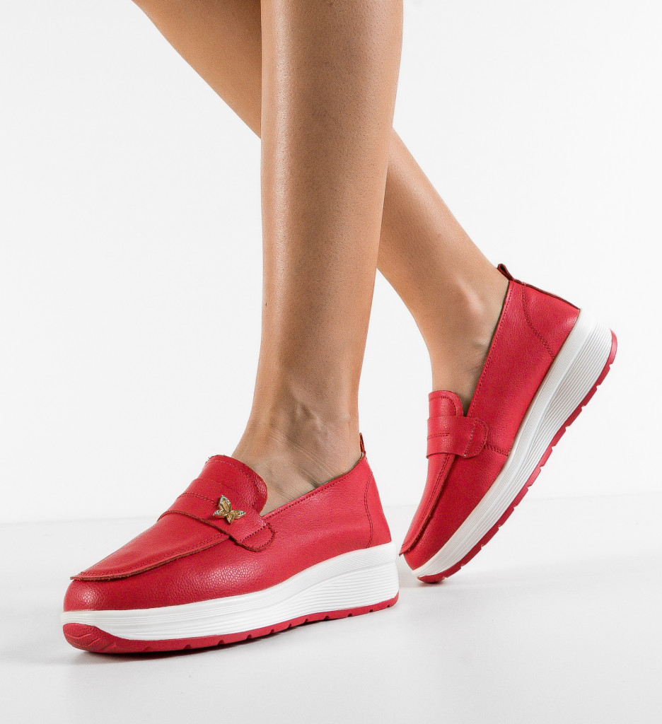Pantofi Casual Elvina Rosii - Confort și Stil - imagine 2