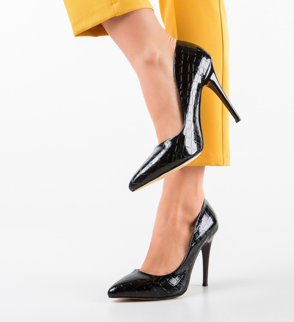 Pantofi Pefeba Negri cu Toc Eleganți - imagine 2
