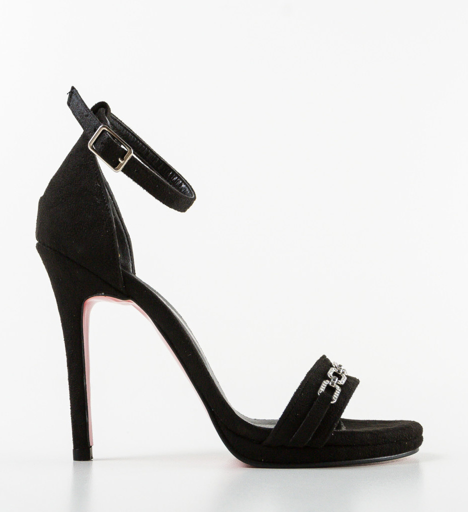 Sandale Donarda Negre cu Toc Elegante - imagine 5