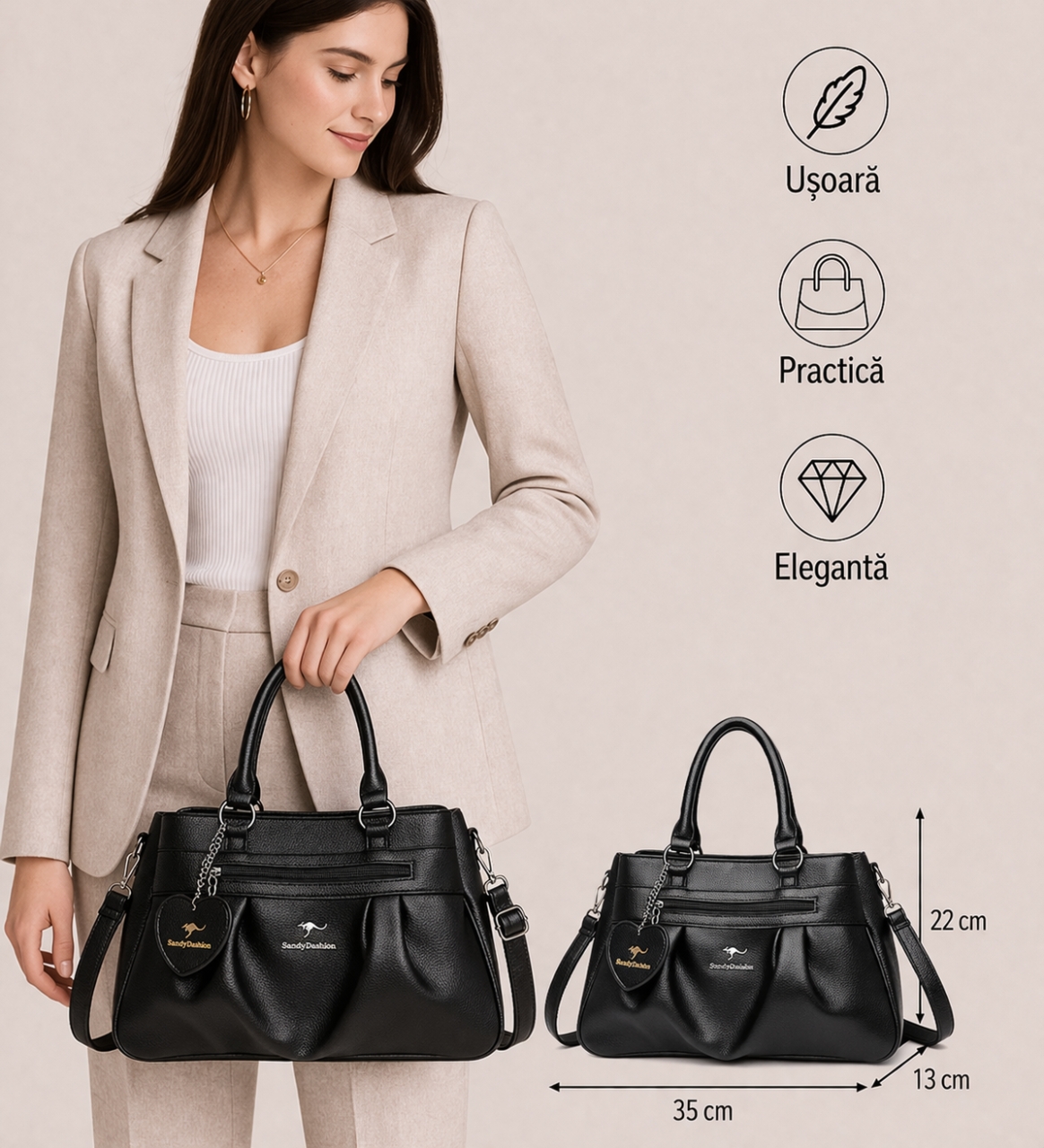 Geanta Dama Delis Alarice GT2388 Negru, Piele Ecologica - imagine 2
