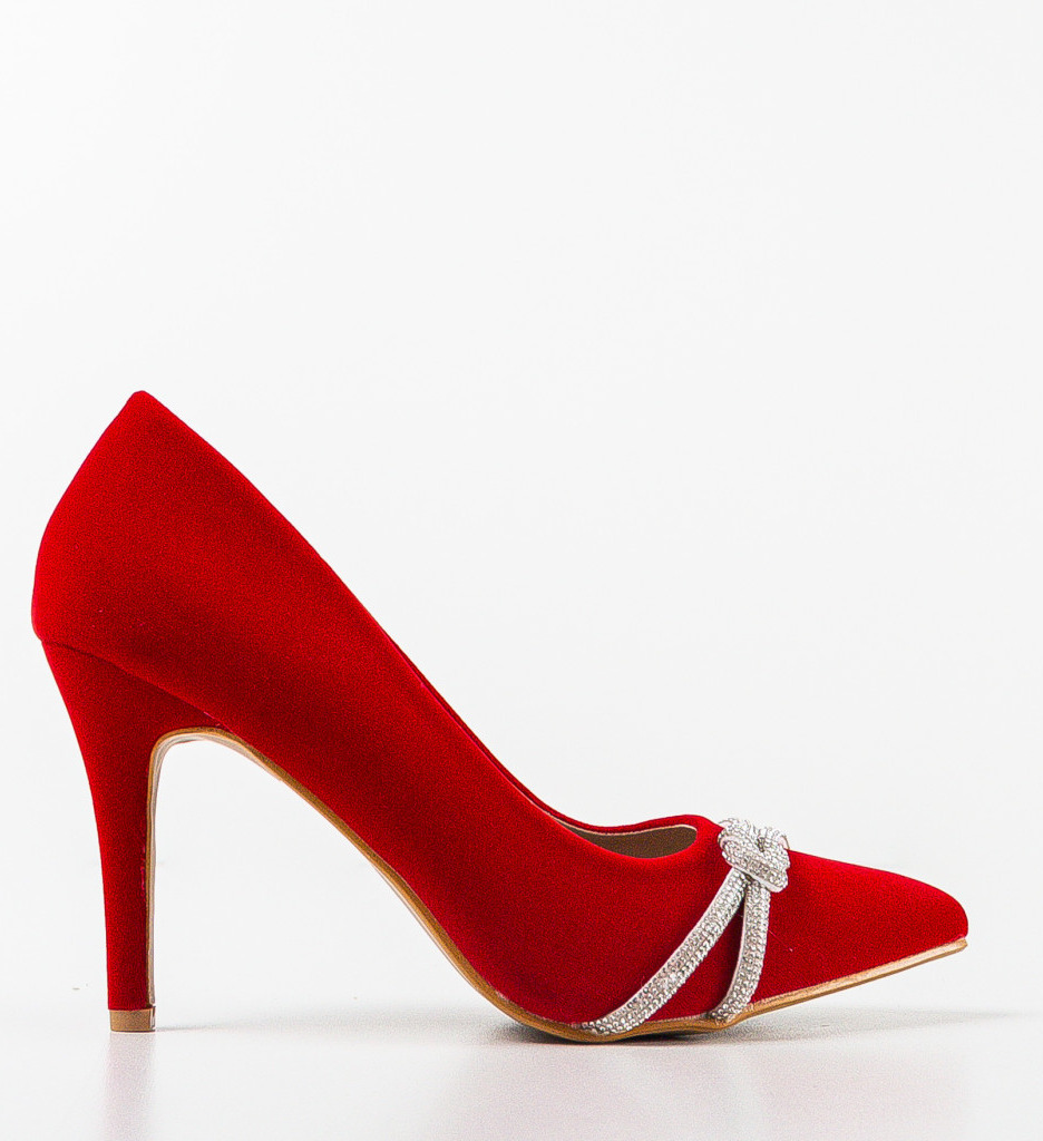 Pantofi Dama Rosii cu Toc Eleganți - imagine 5