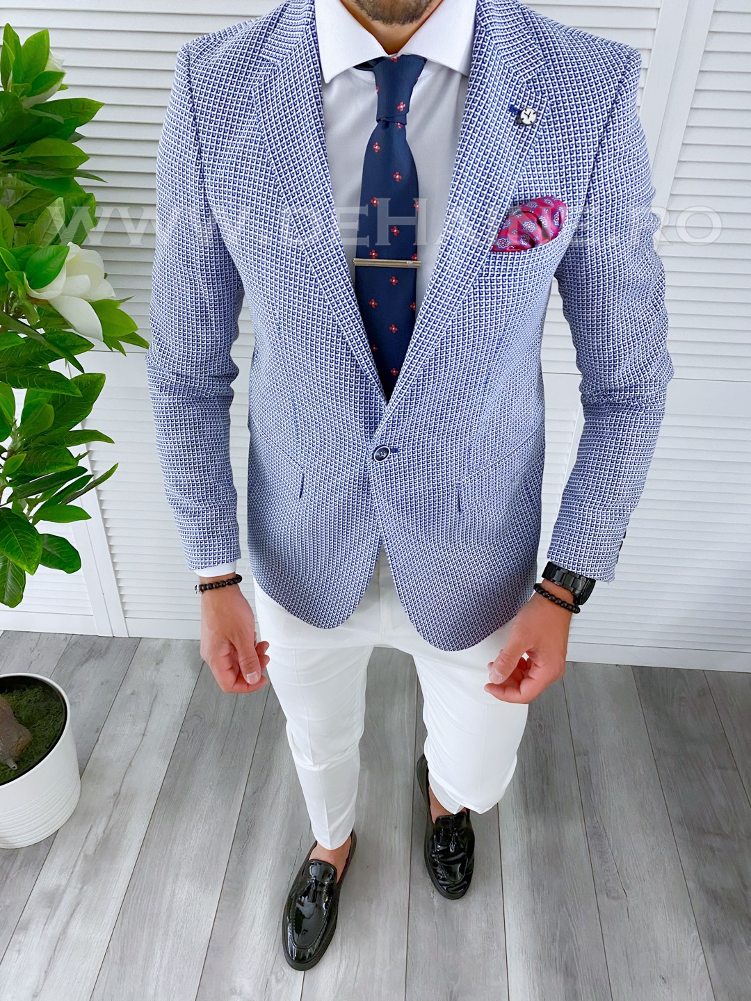 Sacou barbati slim fit albastru | Elegant si modern