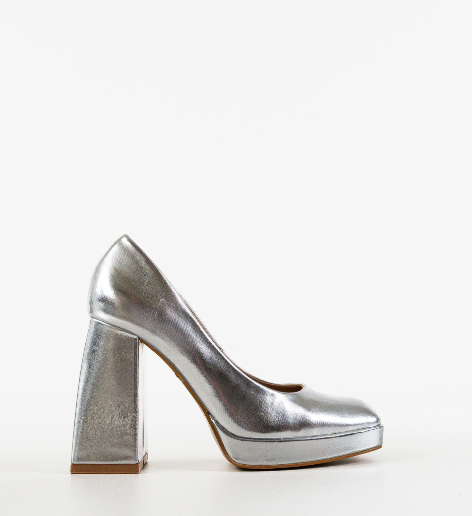 Pantofi Violet Argintii cu Toc Eleganți - imagine 4