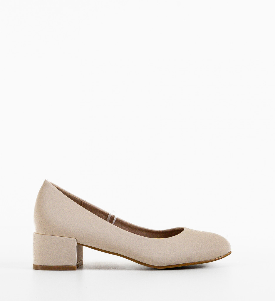 Pantofi Nora Bej cu Toc Eleganți - imagine 4
